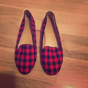 J.crew red and black gingham flats